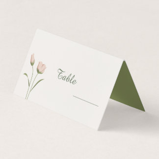 Pink Floral Table Place Cards for Wedding