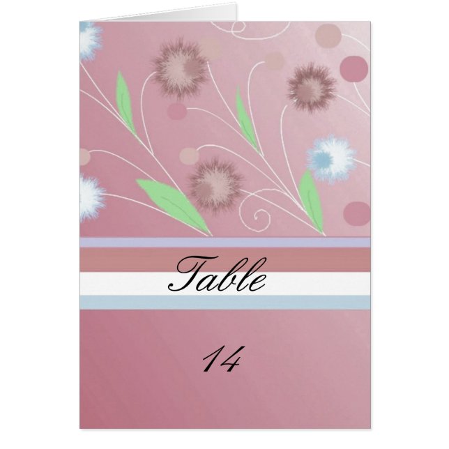 Pink  Floral  Table Seating Card (Front)