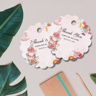 Pink Floral tea party Baby is Brewing baby shower Favour Tags