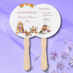 Pink Floral Tea Party Bridal Shower Hand Fan