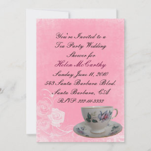 Pink Floral Tea Party Bridal Shower Invitation