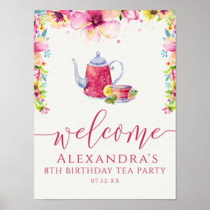 Pink Floral Tea Party Poster