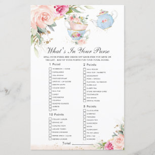 Pink Floral Tea Party What's In Your Purse Game
