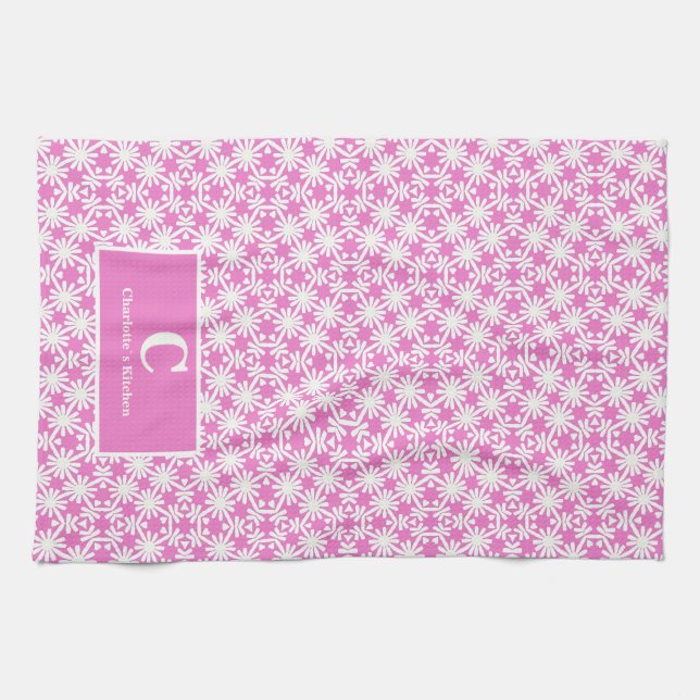 Pink floral tea towel (Horizontal)