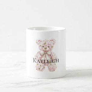 Pink Floral Teddy Bear Coffee Mug