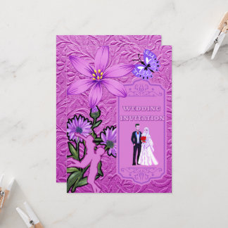 Pink Floral Texture Islamic Wedding Invitation