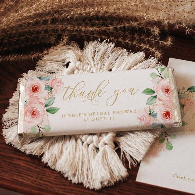 Pink Floral Thank You Candy Bar Favour Wrapper (Creator Uploaded)