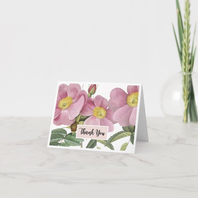 Pink Floral Thank You Card  (Front)