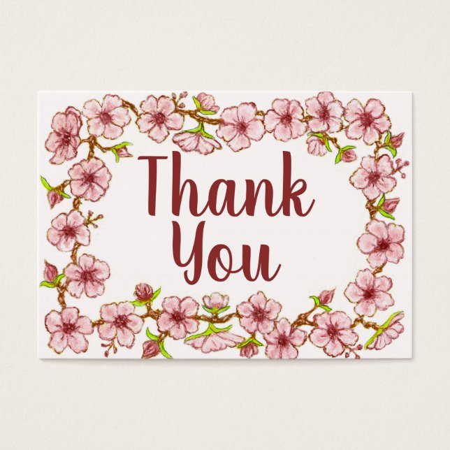 Pink Floral Thank You Card (Front)