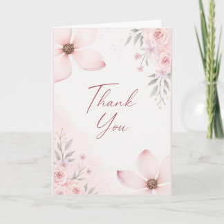 Pink Floral Thank You Card