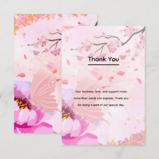 pink floral thank you card
