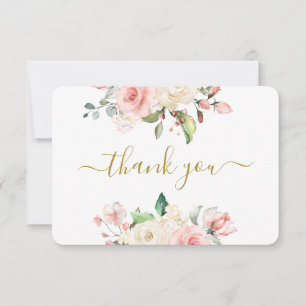 Pink Floral thank you card