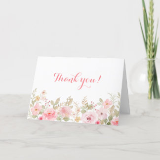 Pink Floral Thank You For Celebrating With Us Card