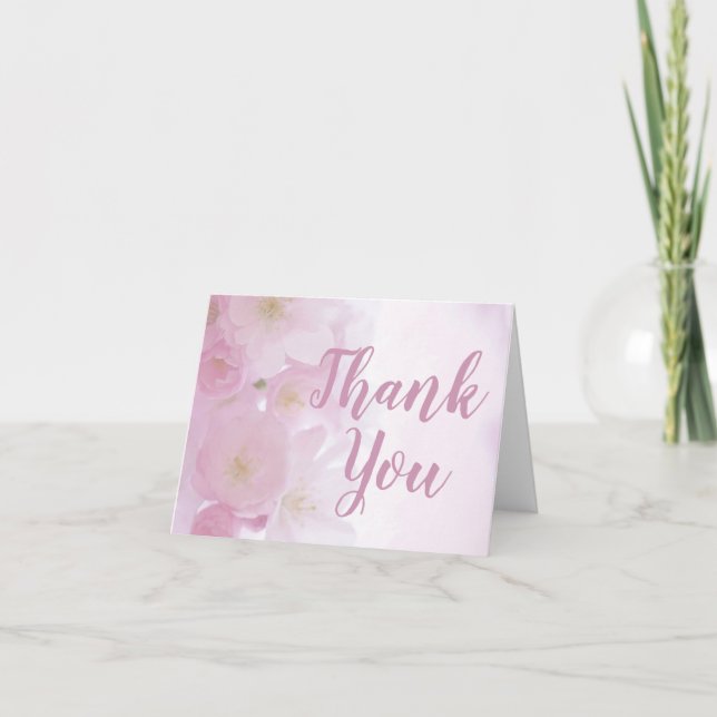 Pink Floral Thank You Notes Blank Inside (Front)