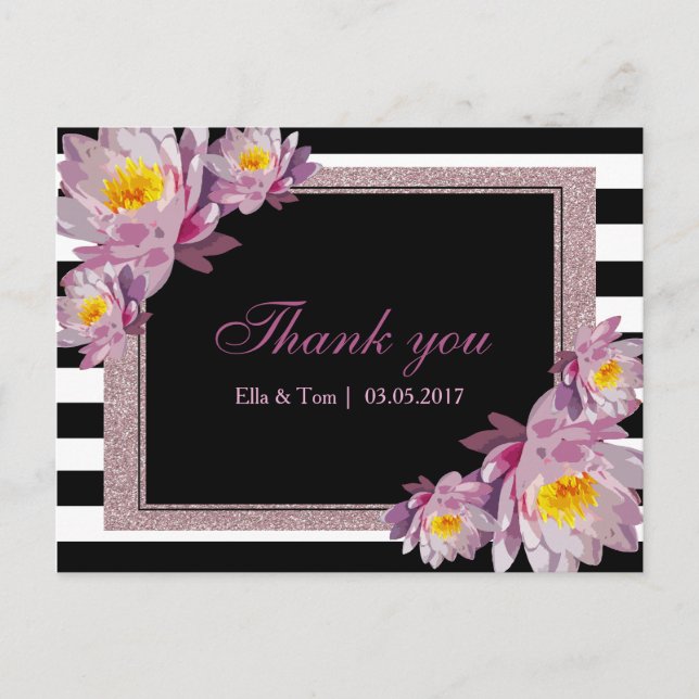 Pink Floral Thank You Postcard (Front)