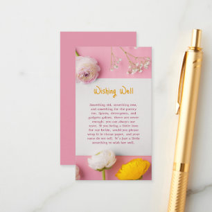 Pink Floral Theme Bridal Shower Enclosure Card