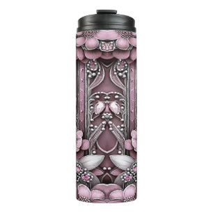 Pink Floral Thermal Tumbler