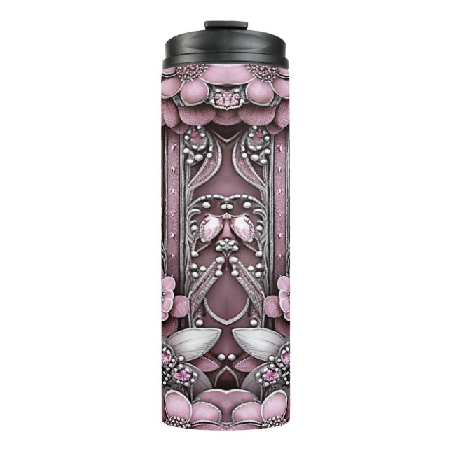 Pink Floral Thermal Tumbler (Front)