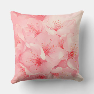 Pink Floral Throw Pillow – Cherry Blossom Design