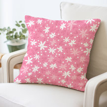 Pink Floral Throw Pillow, Decorative Pillow