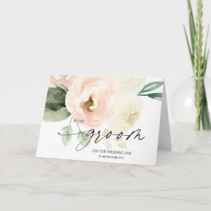 Pink Floral To My Groom on Our Wedding Day Card