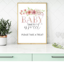 Pink Floral Treat Station Sign Poster