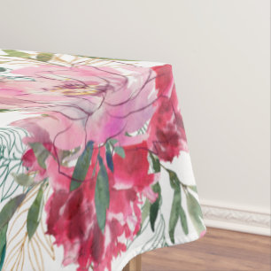 Pink Floral Tropical Design Tablecloth