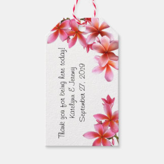Pink Floral Tropical Plumeria Wedding Tags