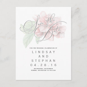 Pink Floral Typography Elegant Save the Date Announcement Postcard