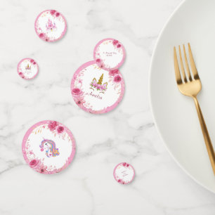 Pink Floral  Unicorn Birthday Party Confetti