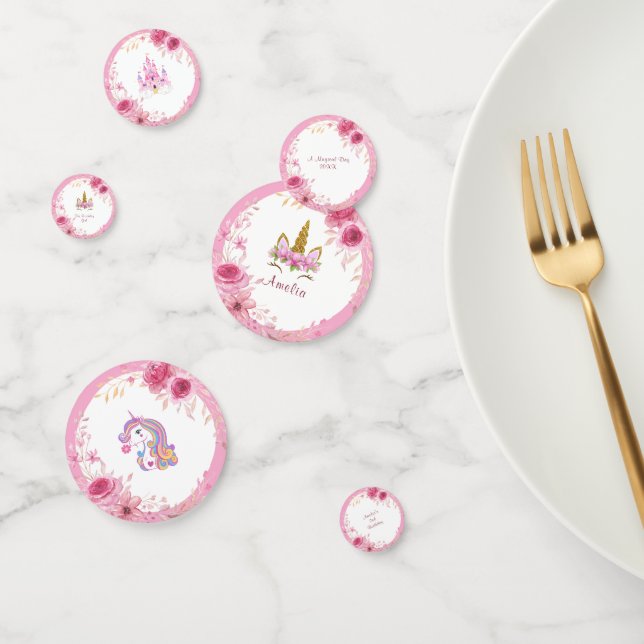 Pink Floral| Unicorn Birthday Party Confetti (Group)