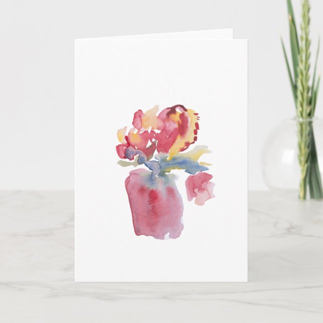 Pink Floral Vase Card (Front)