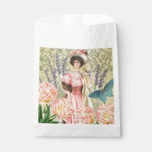 Pink Floral Victorian Woman Regency Favour Bags
