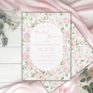 Pink Floral Vintage Bridal Shower Invitation