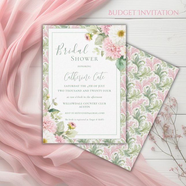 Pink Floral Vintage Bridal Shower Invitation (Creator Uploaded)