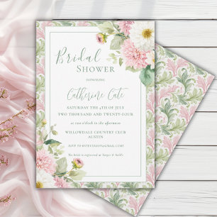 Pink Floral Vintage Bridal Shower Invitation