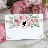 Pink Floral Vintage Bridal Shower Recipe Card