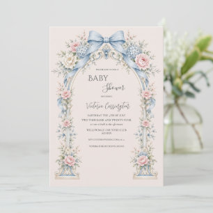 Pink Floral Vintage Gazebo Elegant Baby Shower Invitation