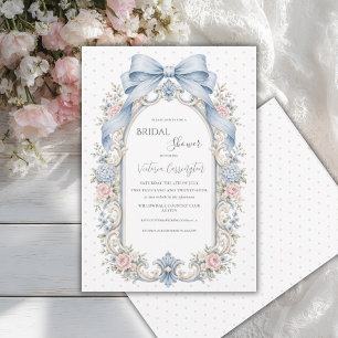 Pink Floral Vintage Polkadots Bridal Shower Invitation