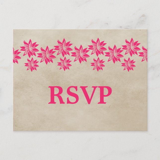 Pink Floral Vintage RSVP Postcard (Front)