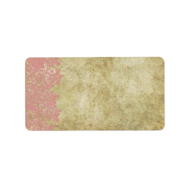 Pink Floral Vintage Wedding Address Label (Front)