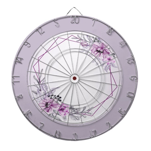  Pink Floral Violet Purple Frame Beautiful Rustic Dartboard (Front)