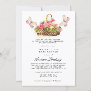 Pink Floral Virtual Online Baby Shower Invitation