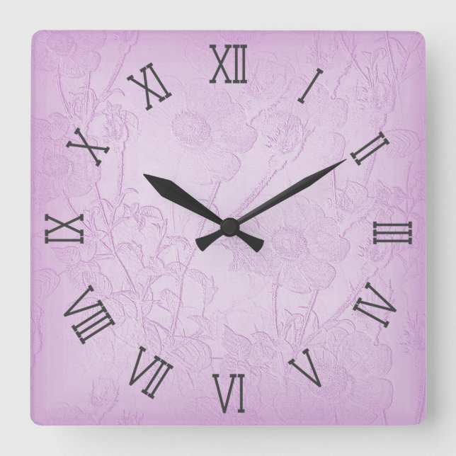 Pink Floral Wall Clock (Front)