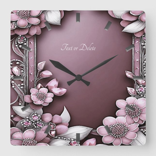 Pink Floral Wall Clock (Front)