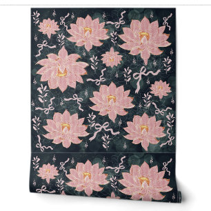 Pink Floral Wallpaper on Dark Background – Elegant