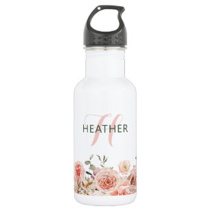 Pink Floral Water Bottle