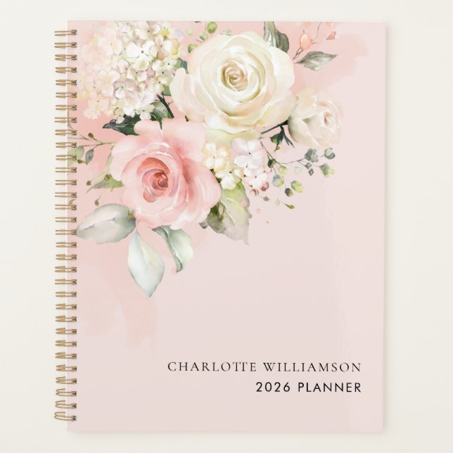 Pink Floral Watercolor 2026 Planner (Front)