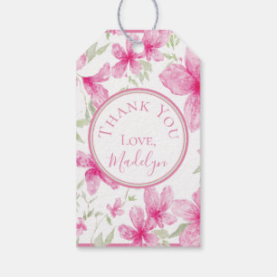 Pink Floral Watercolor Azalea Graduation Gift Tags