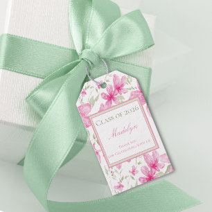 Pink Floral Watercolor Azalea Graduation Gift Tags